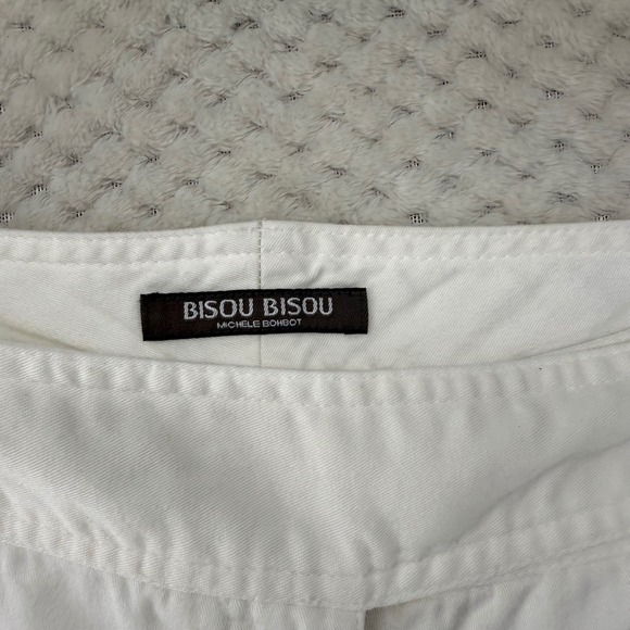 Bisou Bisou Michele Bohbot White Cropped‎ Wide Leg Capri Pants - Picture 2 of 12